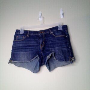 Mossimo Shorts Women 10 Mid Rise Midi Denim Blue